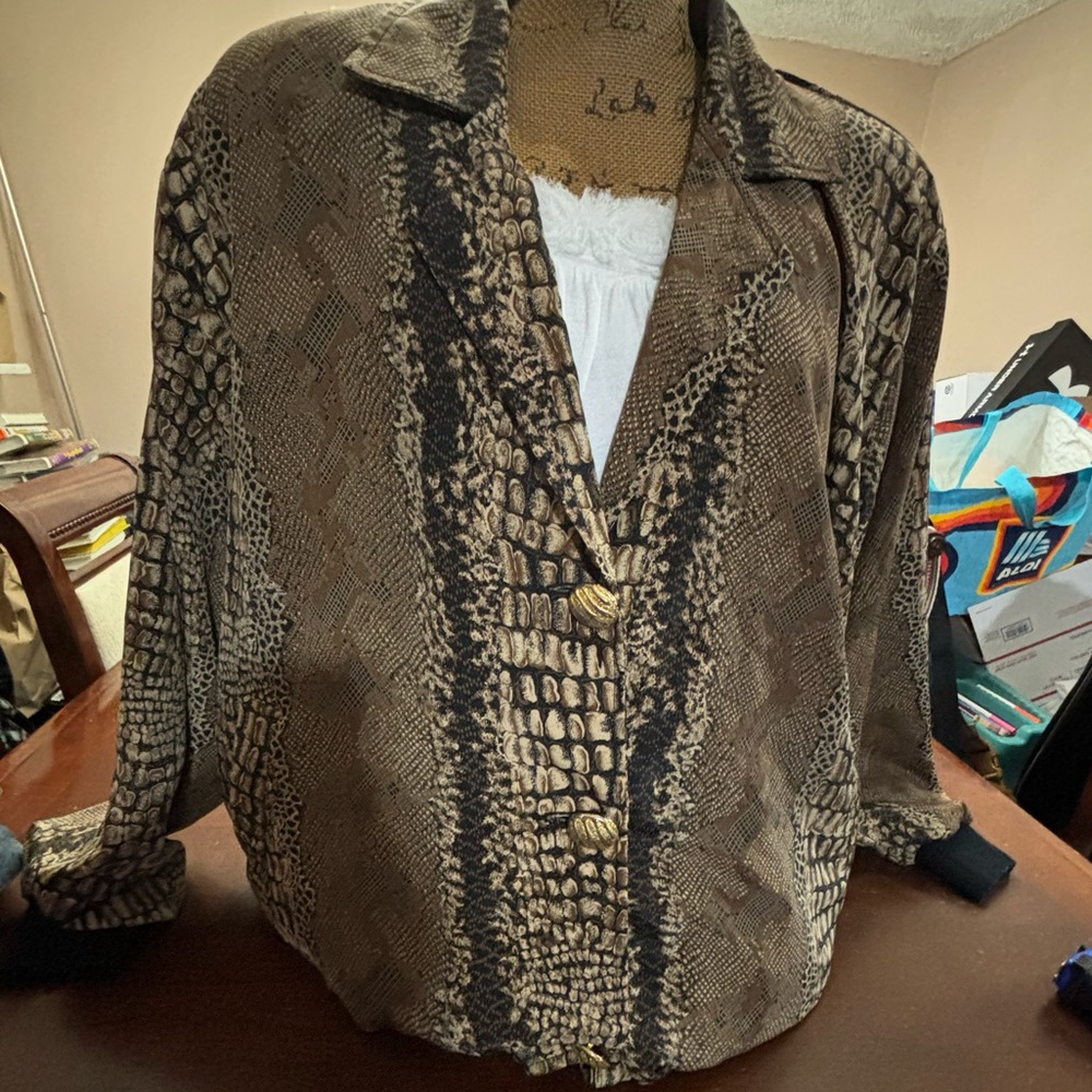 Rainbow collections snakeskin print‎ sexy lined jacket lightweight elastic waist